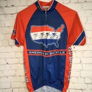 Pace Sportswear Men's Red/Blue Short Sleeve 3/4 Zip Cycling Jersey Shirt Size S